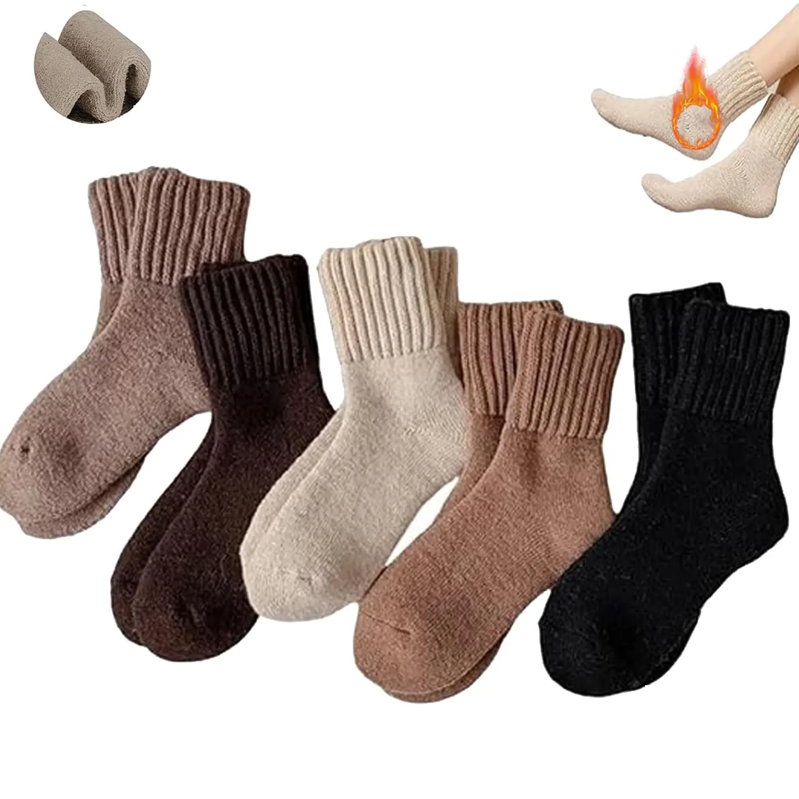 Women's Solid Mid-Calf Socks - Soft Thermal Cotton Knit for Fall & Winter - Assorted Colors for Casual Wear - Warm and Comfy Daily Socks