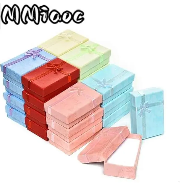 24pcs Elegant Cardboard Jewelry Gift Boxes Set with Lids & Bows - Sturdy Small Square Paper Boxes for Necklaces, Rings, Bracelets, Earrings - Valentine's Day, Anniversaries for Friend, All Ages, Better Hold -