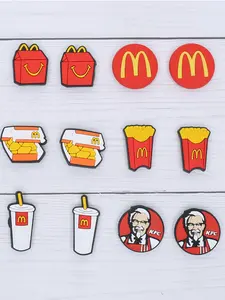 Comfortable Durable Fashion Shoe Charms Set, Mcdonald's Burger Fries Series, Ideal Gift for Trendsetters, Daily Wear Crocs Accessories