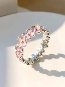 Sweet Minimalist Forest Style Flower Resin Ring, Romantic Braided Floral Index Finger Ring, Elegant Jewelry for Women