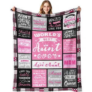 Aunt Birthday Gifts - Aunt Gifts from Niece Nephew - Great Favorite Auntie Gift Ideas - Christmas Valentines Mothers Day Birthday Presents for Auntie - Best Aunty Ever Gift Blanket 60"x80", Printed on One Side with a Plain White Back, Halloween Thanksgivi