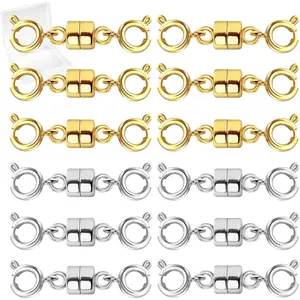 Double Magnetic Necklace Clasps and Closures, Necklace Extenders for Women, 14K Gold and Silver Magnetic Jewelry Clasps for Bracelets