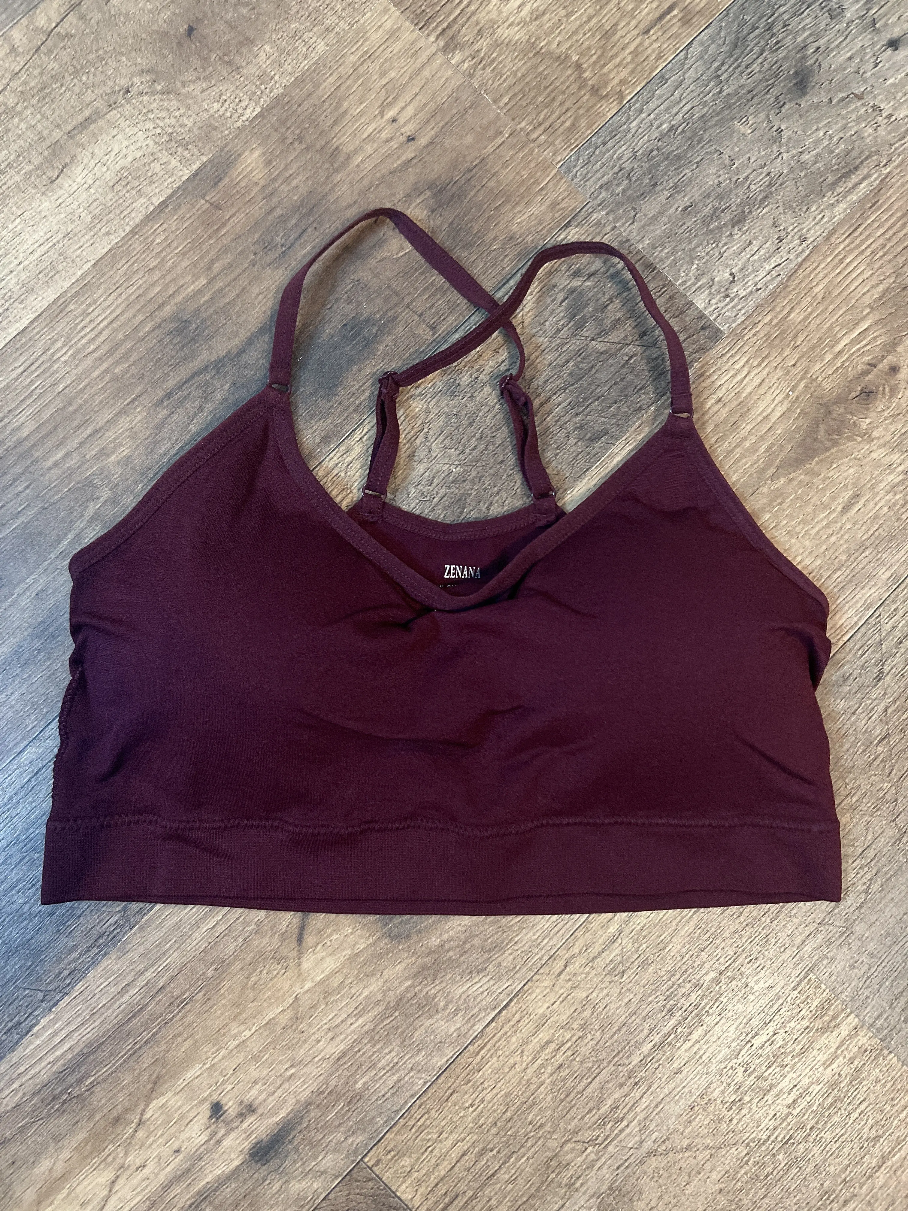 Burgandy Cross Back Padded Bra