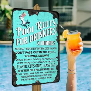 Pool Rules for Drinkers and Dummies Metal Sign