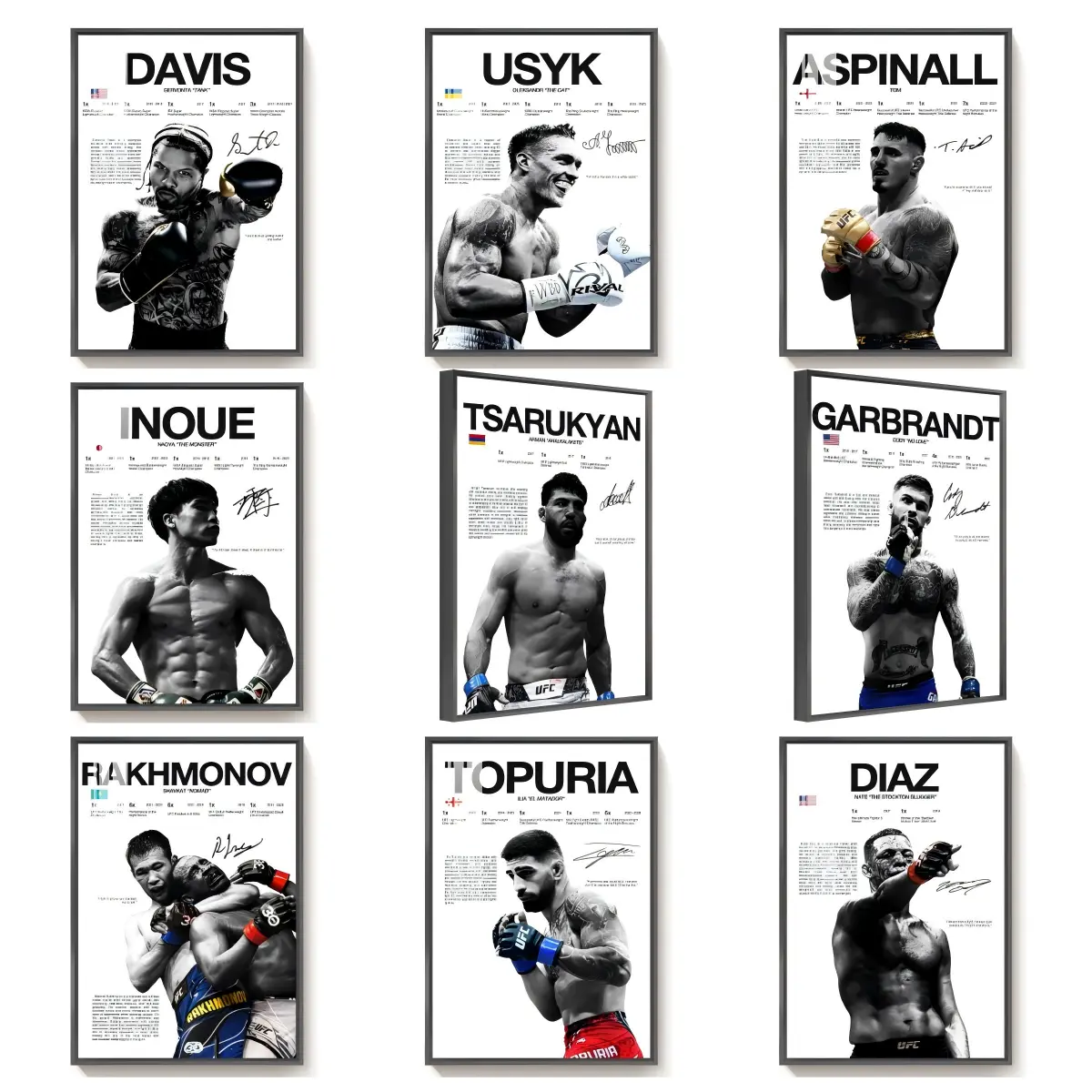 Waterproof Boxing Legend Canvas Poster - Artistic MMA Champion Facsimile Signature Print with Advanced Micro-Spray Technology, Black and White Modern Minimalist Octagon UFC Collectible, Men's Room/Boys' Bedroom Home Gym Wall Decor Gift for Husband