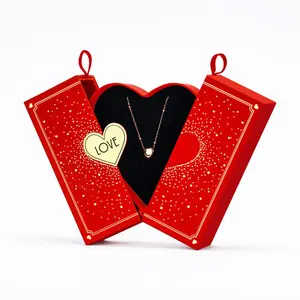 Valentine's Day Double Door Jewelry Gift Box Necklace Earrings Jewelry Packaging Box Heart-shaped Jewelry Box
