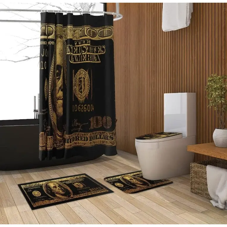 Creative $100 Dollar Bill Money Pink Black Green Non-Slip Floor Bedroom Bathroom Kitchen Long Runner Carpet Rug for Home Decor Size Small Medium Large, Durable Rug, Door Mat