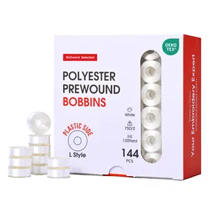 PooLin Richword Style L Prewound Plastic Side Embroidery Bobbins for Commercial Embroidery Machines