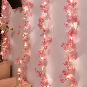 1 Roll, LED Cherry Blossom String Lights 2M/6.56ft 20 Leds, Battery Powered Warm White Fairy For Birthday Party Wedding Ramadan New Year Christmas Festival Decoration Not Included