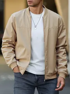 Men's Fall Military Jacket, Outdoor Casual Stand Collar Baseball Flight Coat, Long Sleeve Zipper Outerwear for Men