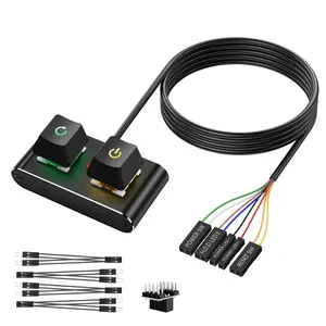 Case Accessories External PC/ATX  with RGB LED & HDD Activity Light - 2M/6.5FT Desktop Power Button for Motherboard (Power/Reset), DIY PC Construction (Metal Housing)
