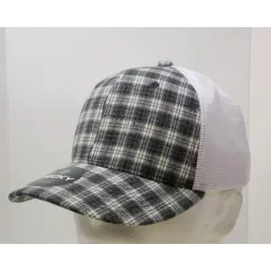 212 MAIN Dog & Cat Plaid Print Snapback Trucker Cap (6017-214 Model 214-White) - 6-Panel Mid Profile Structured Cotton-Nylon Mesh Hats, Pre-Curled Bill, 1 Size Fits Most, Snapback Closure