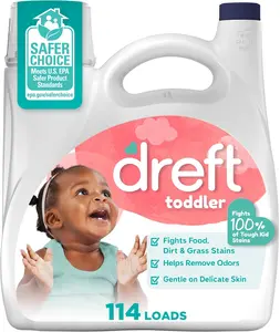 Toddler Liquid Laundry Detergent, Gentle on Sensitive Skin Laundry Soap, 150 fl oz, 114 Loads (Packaging May Vary)