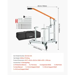 VEVOR Dirt Bike and Dual Sport Tire Changer, Fits for 16-21 Wheels, 15/17/20/25 mm Axles, Heavy Duty Dirt Bike Tire Changing Tool Kit with Bead Breaker, Irons, Protective Sleeves, and Storage Bag