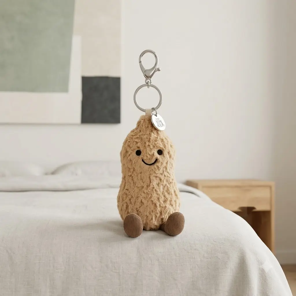Jellycat Amuseables Peanut Bag Charm – Playful Snack-Inspired Clip-On Accessory for Handbags, Backpacks & Totes