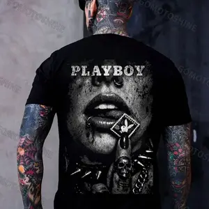 PLAYBOY Punk Bad Girl Retro Print T-shirt, hoodie unisex fashion, soft fabric, loose fit.