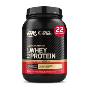 OPTIMUM NUTRITION Gold Standard 100% Whey Protein Powder, Vanilla Ice Cream, 24g Protein Per Serving, 22 Servings