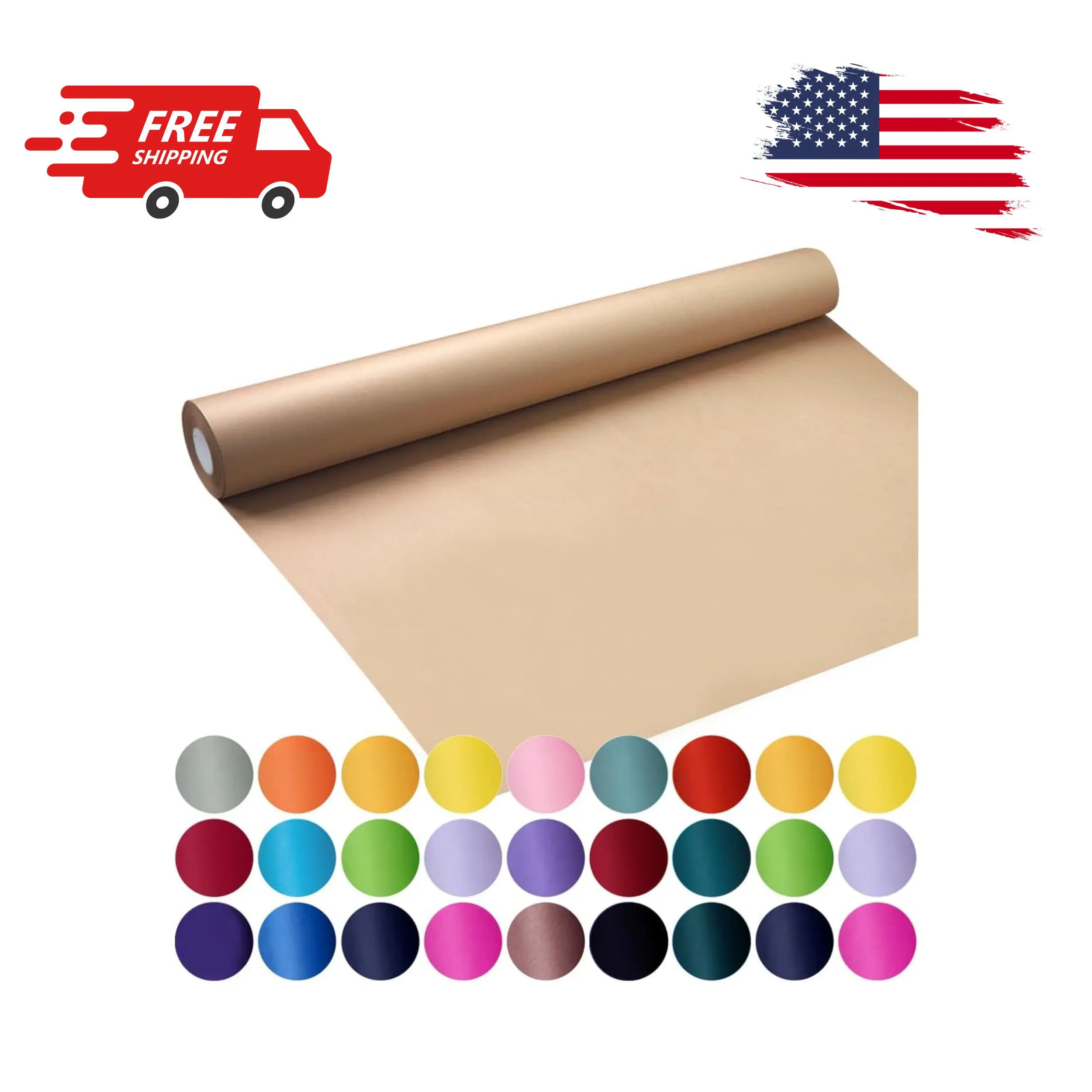 Brown Wrapping Paper Roll 17.8"×1,200"(100') Kraft Paper for Bouquet Flower