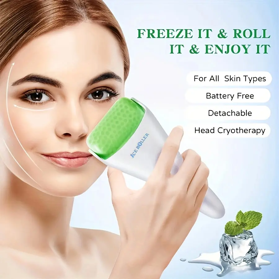 Large Ice Roller Facial Wand for Face and Eye Area, Reduces Puffiness and Tightens Skin, Ideal Gift for Women, Enhances Facial Massage Routine