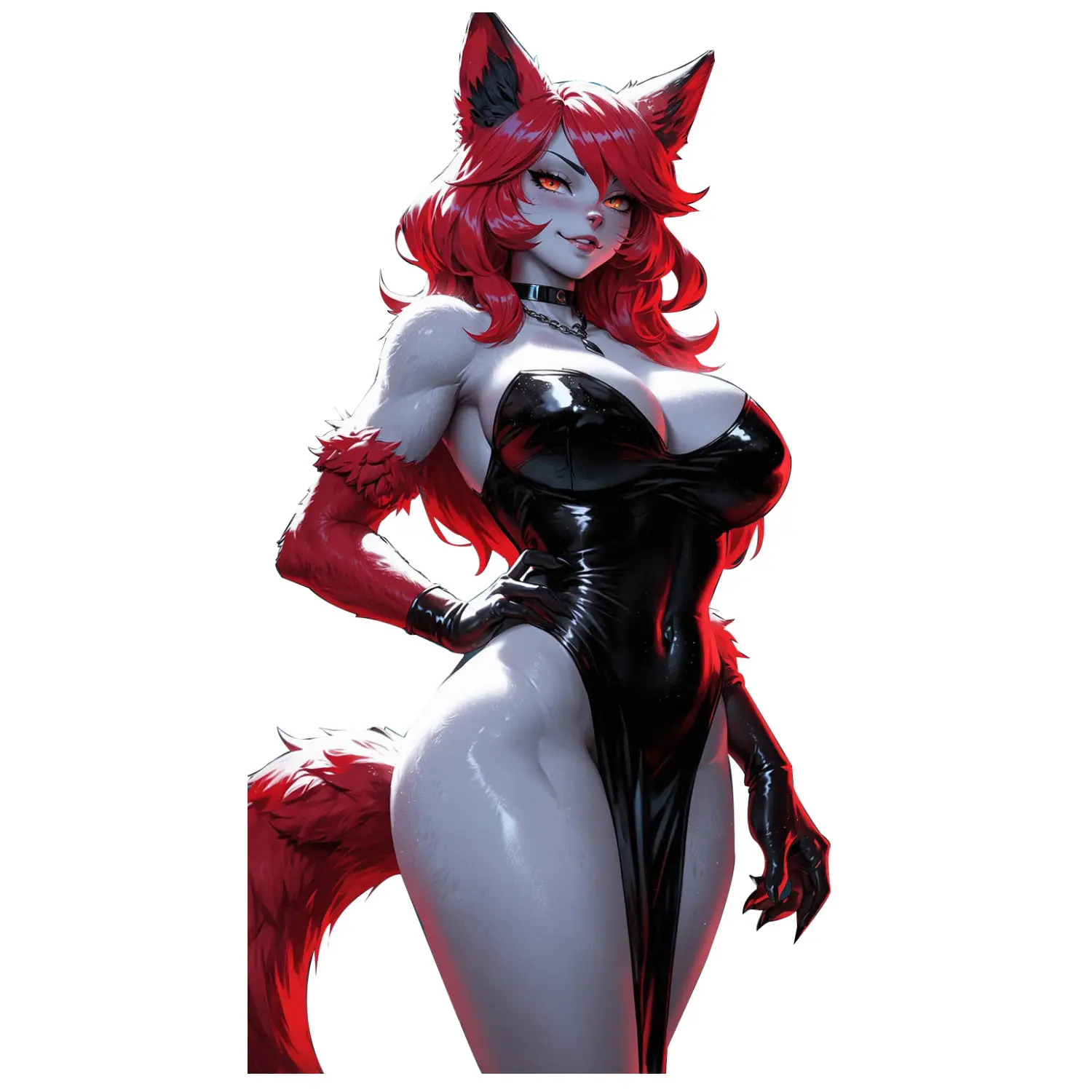 Red Fox Fantasy Character Vinyl Sticker, Dark Anime Style Decal For Laptop, Water Bottle, Phone, Car, Tumbler, Bold Gothic Art Gift, Clean White Background