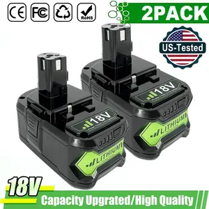 2 Pack 18V 8.0Ah Lithium-ion Battery Replacement for Ryobi One+ P108 P107 P122 P102 P105 Cordless Power Tools - High Capacity High Output Backup