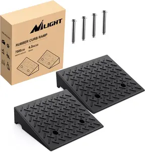 Nilight Rubber Curb Ramps, 4.3" Rise Height Heavy Duty Rubber Threshold Ramp, Portable Driveway Ramps for Cars Wheelchairs Scooter Lawn Mower, 7000lbs Load Capacity, 2 Pack Truck Lift Gate dealsforyoudays