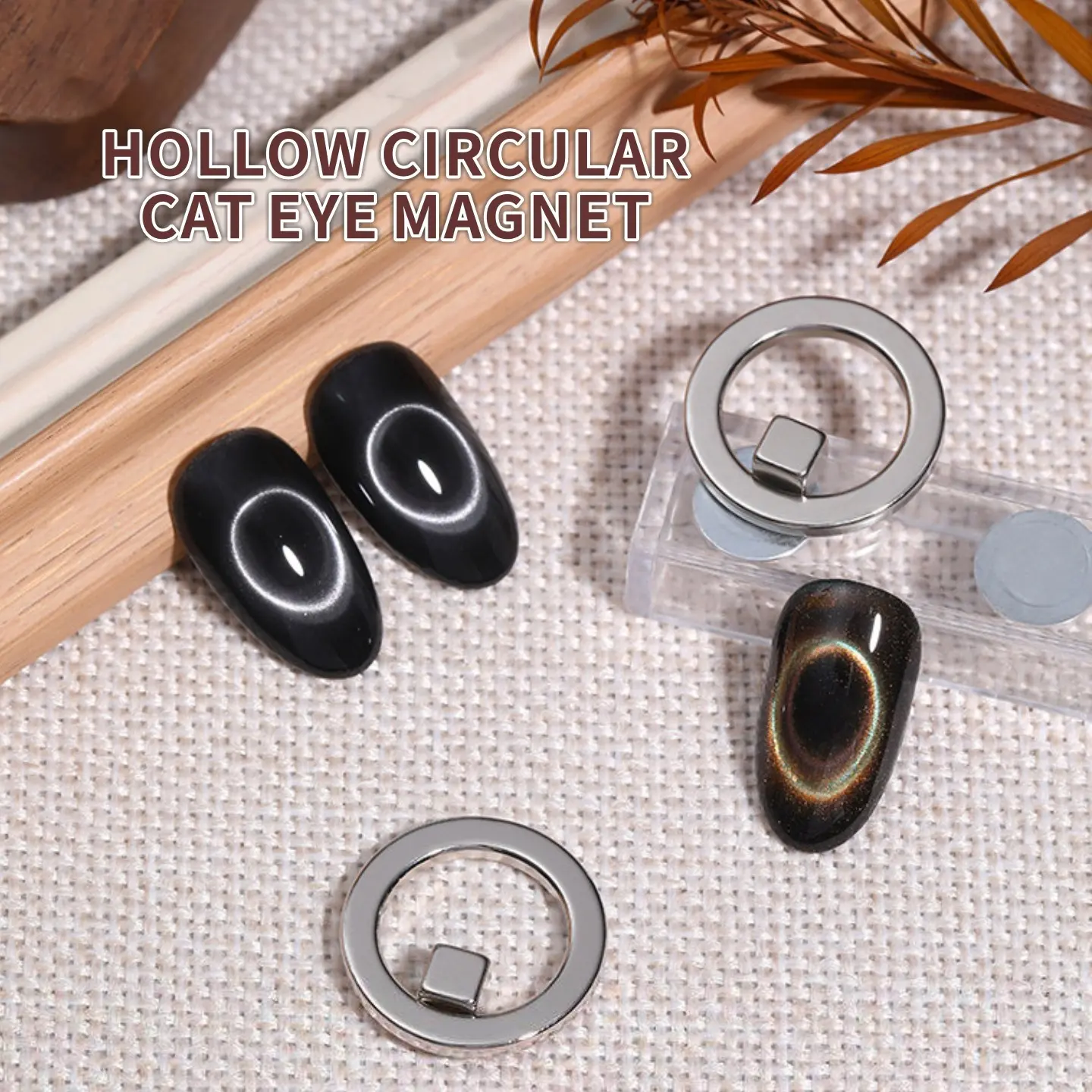 Ring cat's eye magnet nail enhancement tool, Manicure, Nail art tools, hollow cat's eye magnet, suitable for gel nail polish, ring shape French nail enhancement art magnet set, magnetic tool, suitable for DIY halo cat's eye nail design