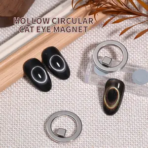 Ring cat's eye magnet nail enhancement tool, Manicure, hollow cat's eye magnet, suitable for gel nail polish, ring shape French nail enhancement art magnet set, 3D glass bead effect magnetic tool, suitable for DIY halo cat's eye nail design