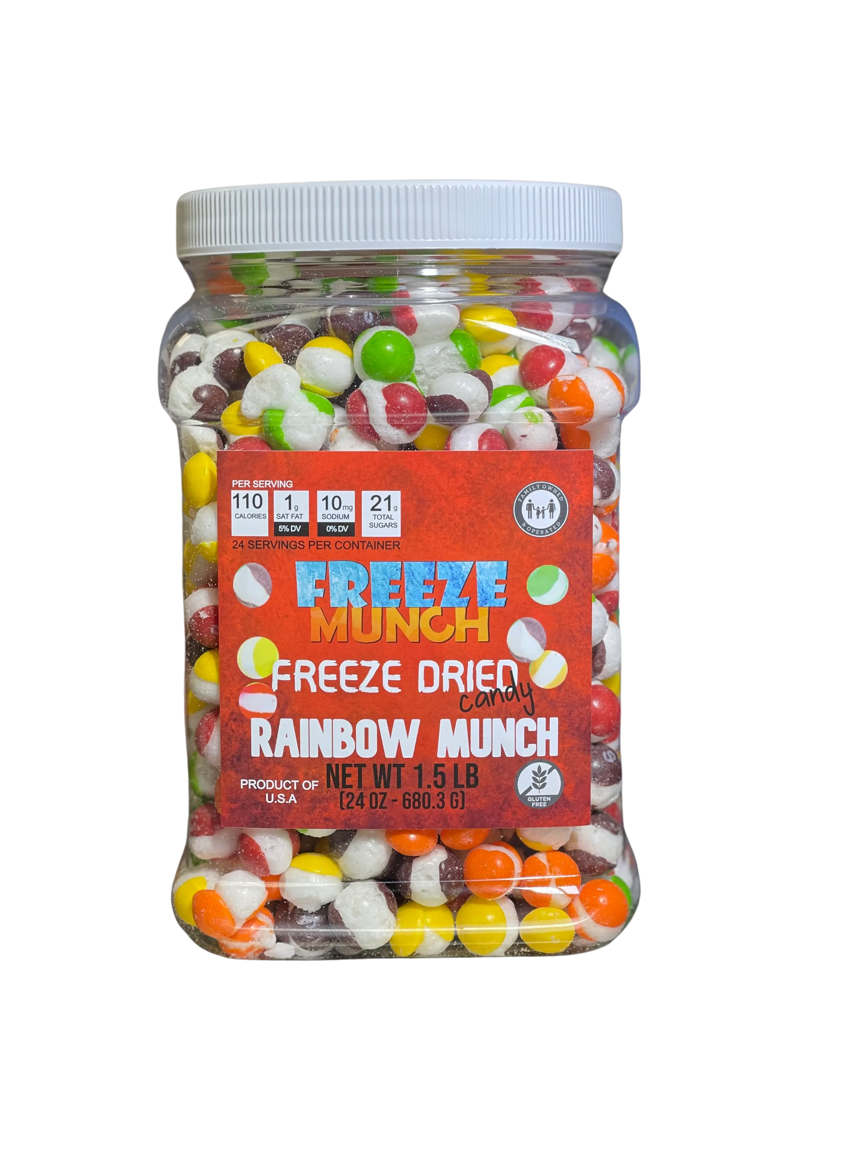 1.5 LB Jar - Freeze Dried Rainbow Munch Original "S" Candy Crunchy Snack 24 oz Sweet Bonbon Sweet Bonbon