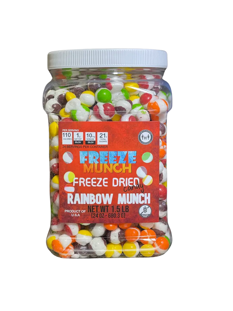 1.5 LB Jar - Freeze Dried Rainbow Munch Original "S" Candy Crunchy Snack 24 oz Sweet Bonbon Sweet Bonbon