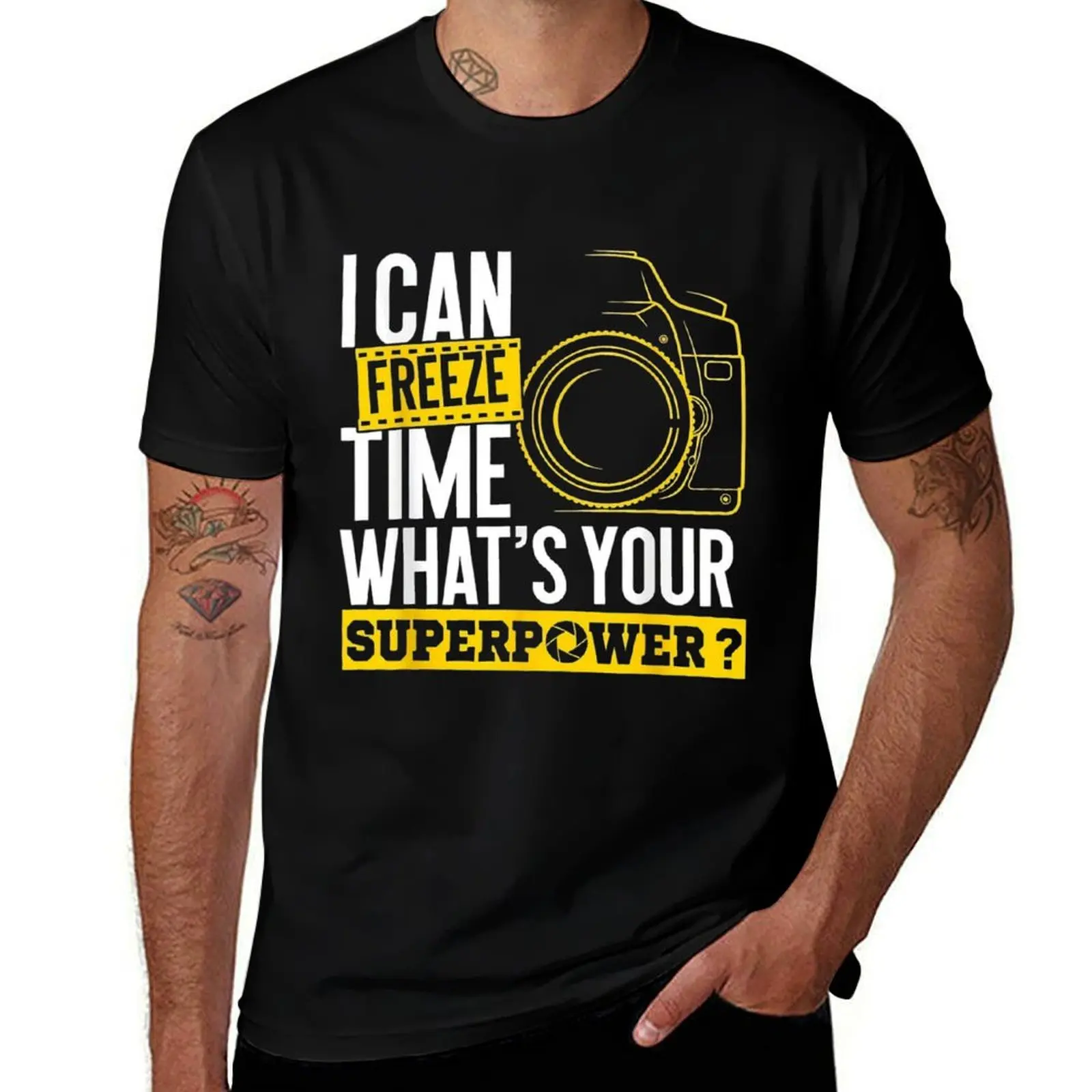 I Can Freeze Time Superpower Mens T Shirts Cotton Short Sleeve T-Shirt Crew Neck Tees Casual Shirt