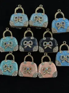 (375-380) 2PCS Mini Handbag Charms | Cute Rhinestone Bag Pendant for DIY Jewelry
