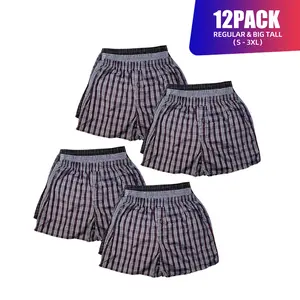 12 Pack Men's Cotton Blend Boxer Shorts Random Mixed Color Woven Relaxed Fit Boxers Breathable Underwear Button Fly Pouch Elastic Waist Menswear