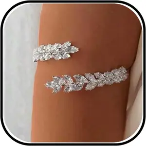 Rhinestone Arm Cuff Bracelet for Women Adjustable Sparkly Upper Arm Cuff Wedding Party
