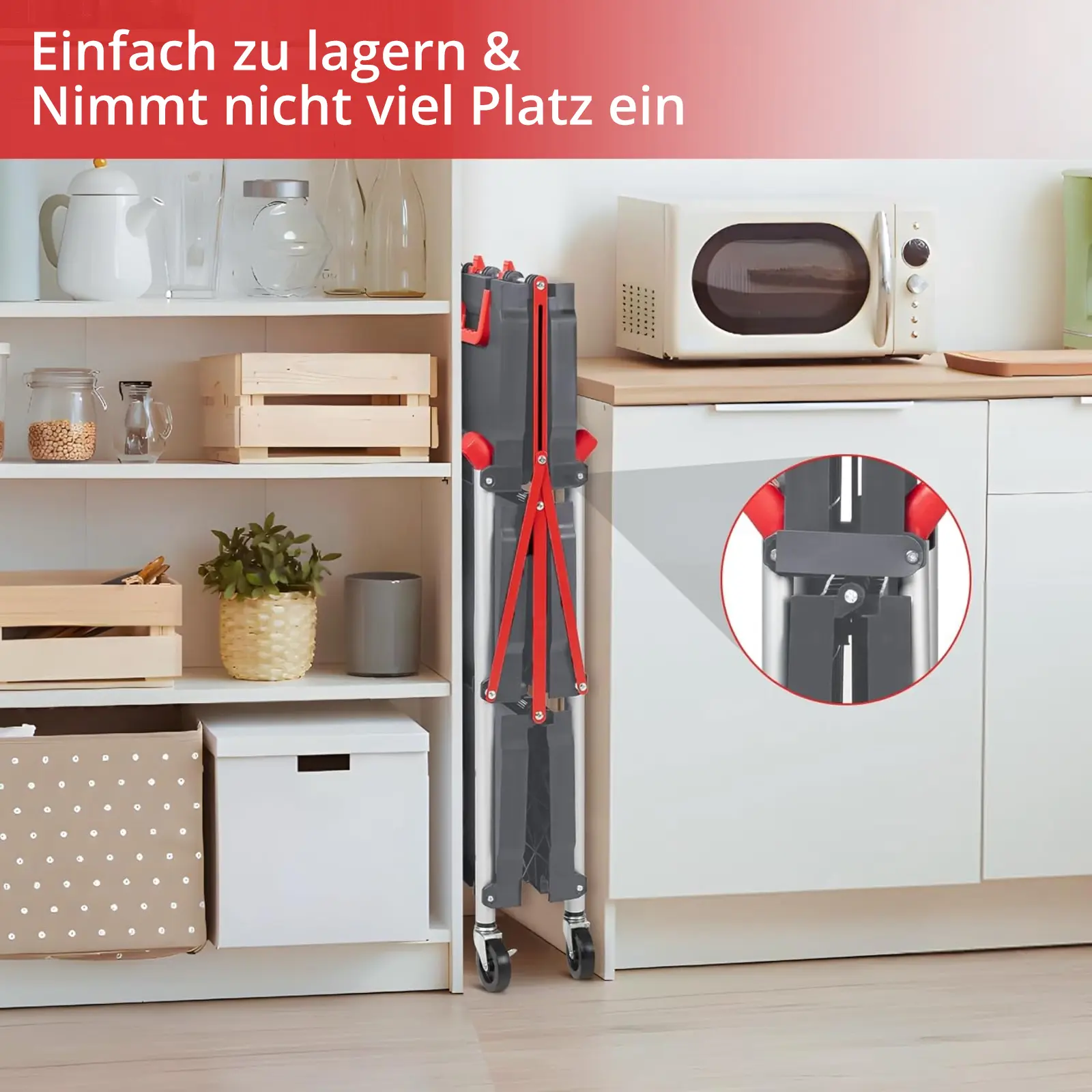 3-Tier Collapsible Utility Cart with Wheels Portable Rolling Service Cart 360° Lockable Wheels No Installation Needed for Office Home Garage