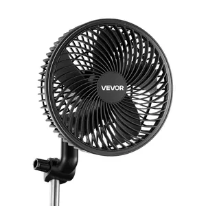 VEVOR Plant Fan, Grow Tent Clip On Fan Rechargeable, USB Port with 9 Speeds & Circulation Mode, Smart Control, Powerful Oscillating, Long Runtime for Hydroponics Circulation Cooling, Black, 1 Pack