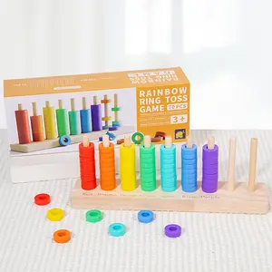 Wooden stacked column toys, 70 building block circles, improve children's hand-eye coordination and color recognition ability - fun education stress-free learning, the first choice for holiday birthday gifts! New wooden toys are on the market!