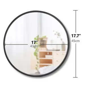 ZENY 18-in Black Round Wall Mirror Modern Metal Frame Home Bathroom