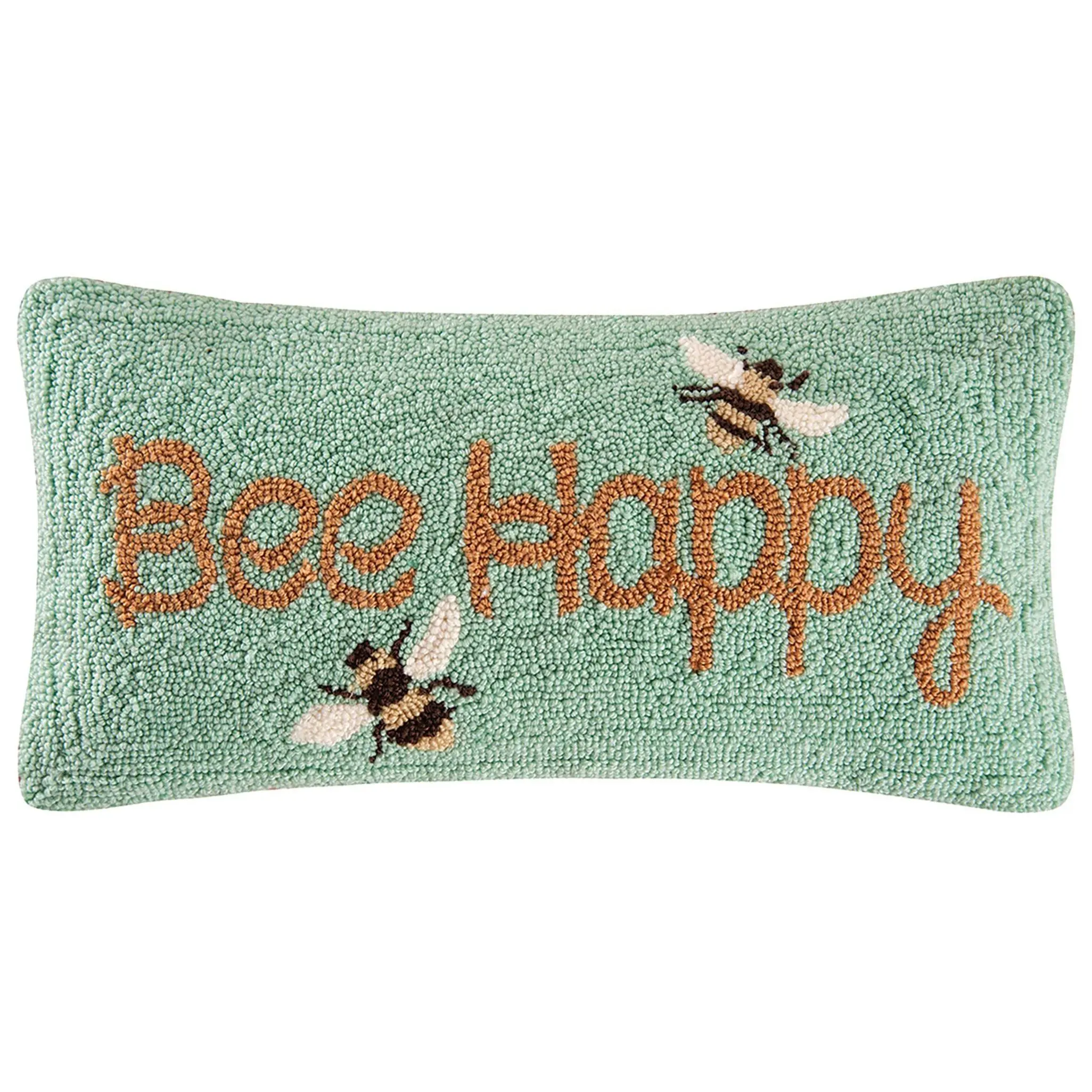 10" x 20" Bee Happy Spring Hooked Throw Pillowby Valerie