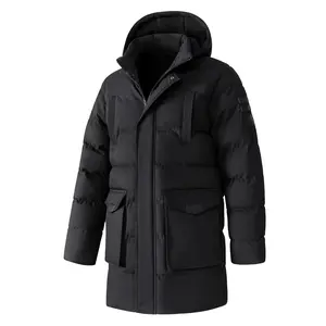 Men's Mid-Length Winter Warm Business Jacket, Stand Collar Detachable Hooded Waterproof Coat, Urban Commuter Daily Overcoat mens zip up