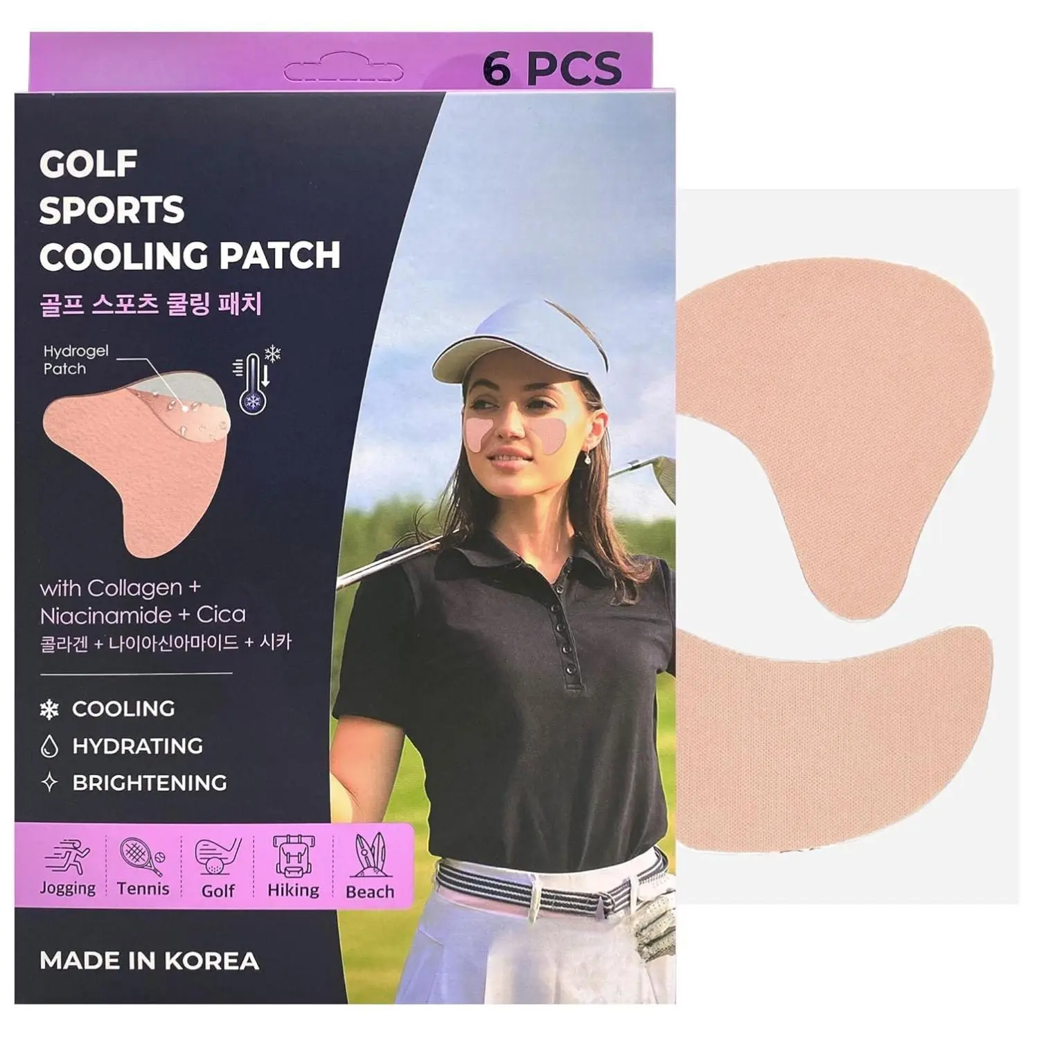 Sun Patch 6pcs, Under Eye UV Protection for Golf, Hiking, Driving, Outdoor Sports | Cooling Sunblock Patches, Scar & Sun Damage Protection, Mother's Day Gift Korean