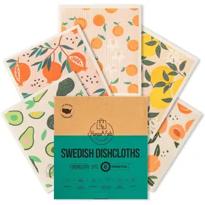 Swedish Dishcloths for Kitchen Dish Towels - 5 Pack, Non-Scratch  Paper Towels, Super Absorbent Washable Swedish Dish Cloths, No Odor, Biodegradable, Fruit Design