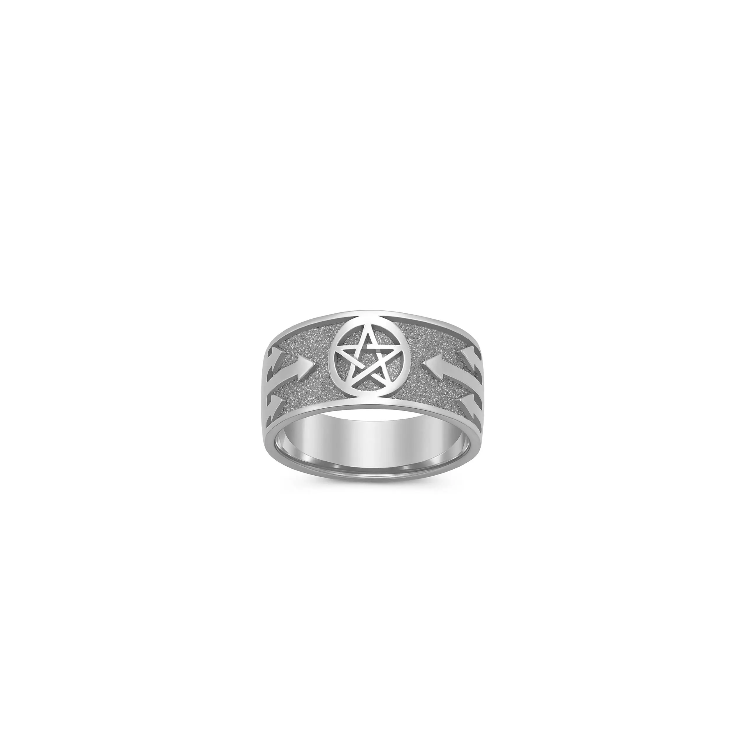 Pentacle with Arrows Sterling Silver Ring