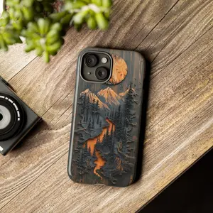 Mountain Phone Case Mountain And Trees PRINT Nature Phone Protector Rustic Moon Cover Forest Phone Case Forest Gifts Tree Phone Case