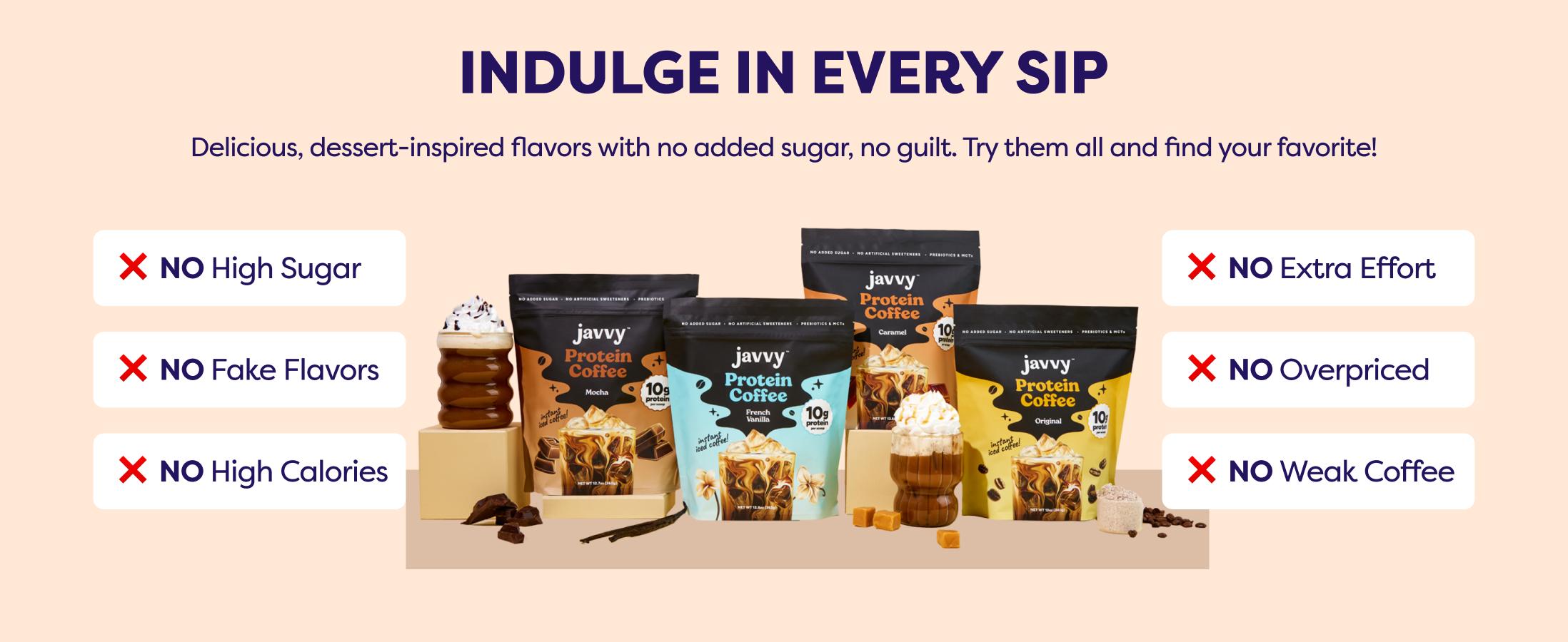 Javvy Chocolate Hazelnut Protein Iced Coffee - Premium Whey Protein, Instant Iced Coffee, 100% Natural Cold Brew, Arabica Bean, 0 Artificial Flavors & Sweeteners, 0 Sugar, 80 mg Caffeine, 20 Servings