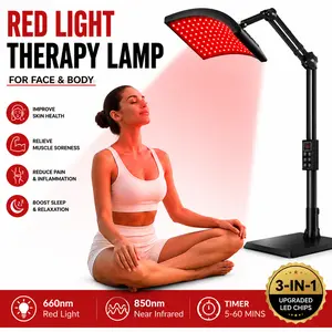 Red Light Therapy for Face and Body, Red Infrared Light Therapy Lamp with Stand Led 660nm & 850nm Infrared Light Device for Body