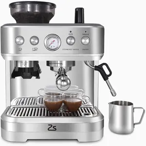【GARVEE】Espresso Machine With Grinder, Semi-Automatic Espresso Maker With Milk Frother for Latte Cappuccino Macchiato, Single & Double Cup Stainless Steel Coffee Maker