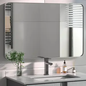 30x40-Inch Brushed Nickel Bathroom--Mirror for Wall - 304 Stainless Steel  Frame Bathroom Mirrors, Rectangle Farmhouse Mirror, Vertical Or Horizontal  Modern Mirror