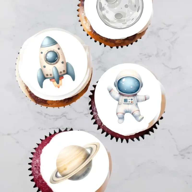 Space Moon Edible Treat Toppers: Cupcakes, Oreos, Cakes Space Themed birthday party Edible Decorations