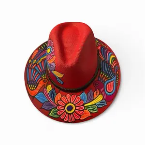 Mexican Straw Hat Hand Painted Design